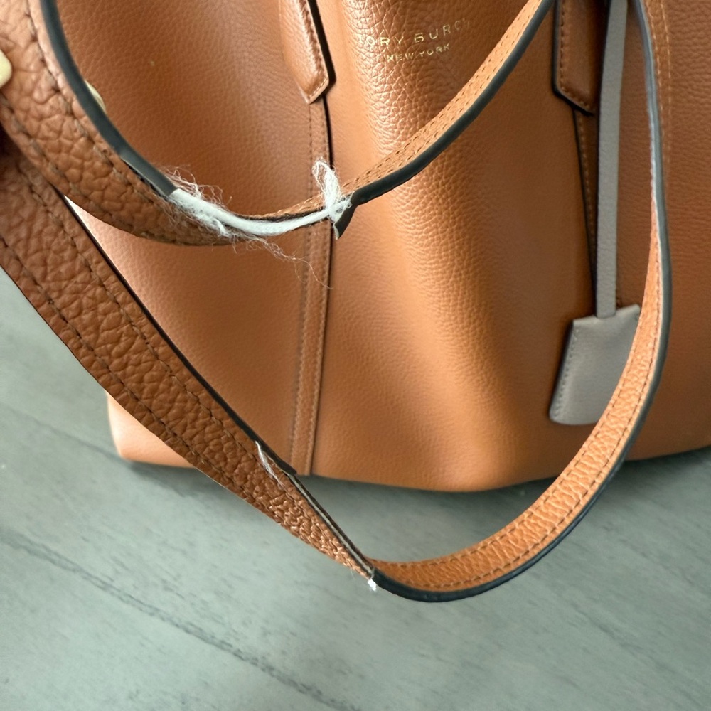 Tory Burch Brown Leather Tote with Gold Accent - Picture 9 of 12